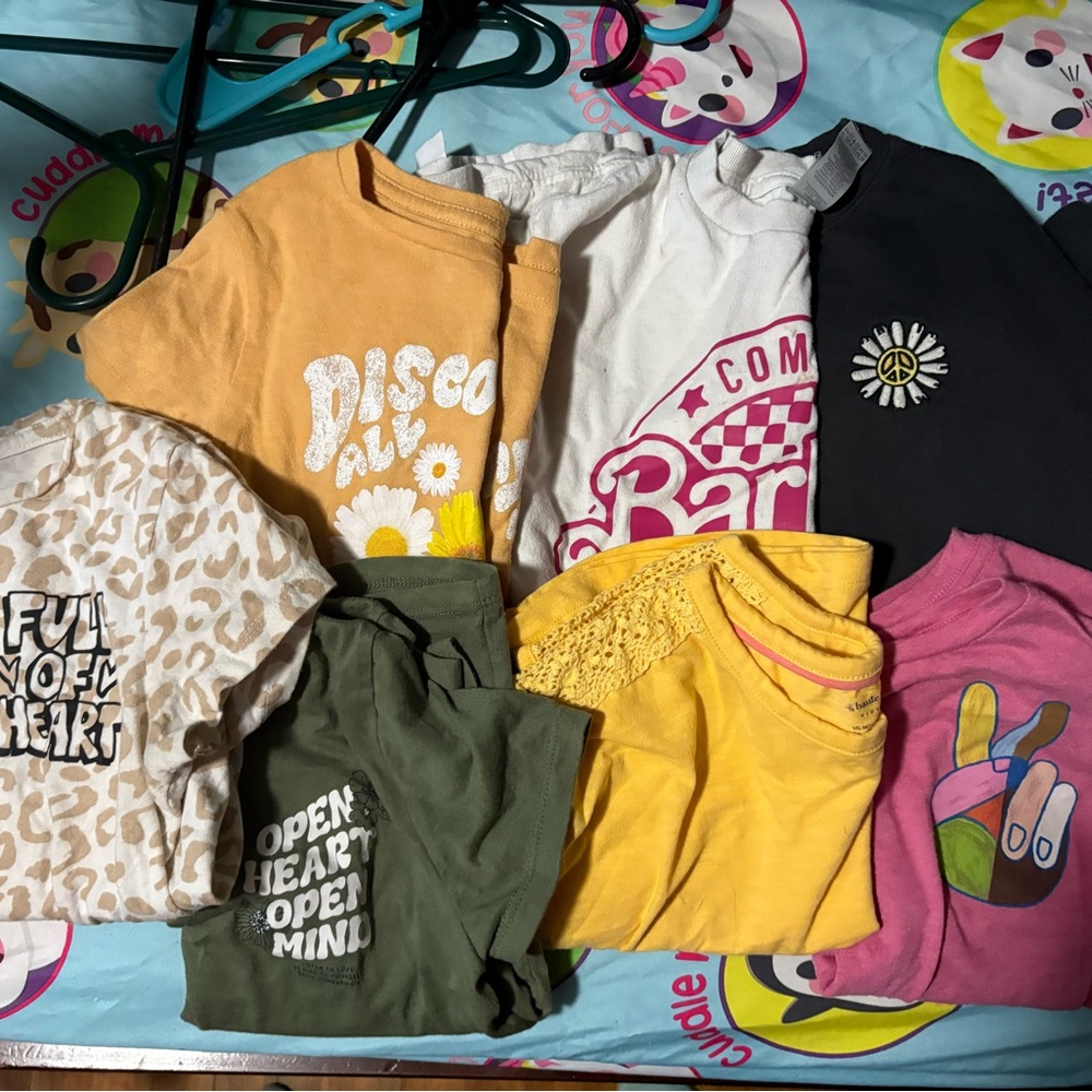 Assorted Graphic Tees Bundle - Yellow, Green, Pink, White